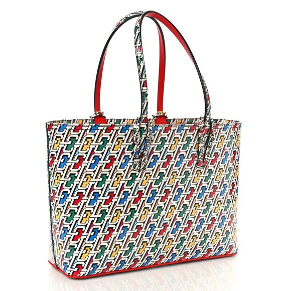 Christian Louboutin Cabata Small Leather Multicolor Red Tote Bag Pouch Italy NEW - Picture 4 of 10